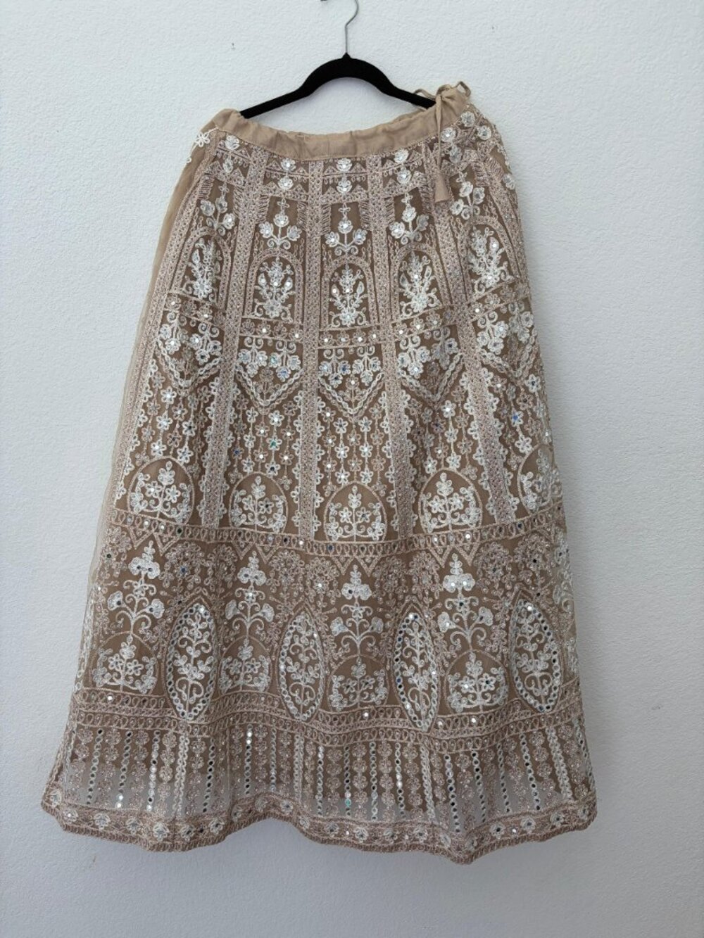 Champagne Beige Embroidered Lehenga Set | Sequin Bridal Lehenga | Indian outfit - Picture 6 of 11